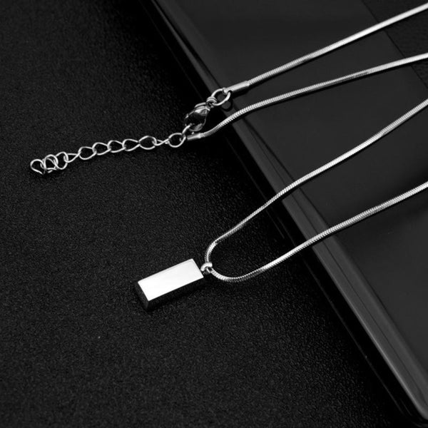 CLASSIC BAR - 8mm Titanium Steel Pendant with 20 to 22inch Adjustable Snake 2mm Chain for Men & Boys