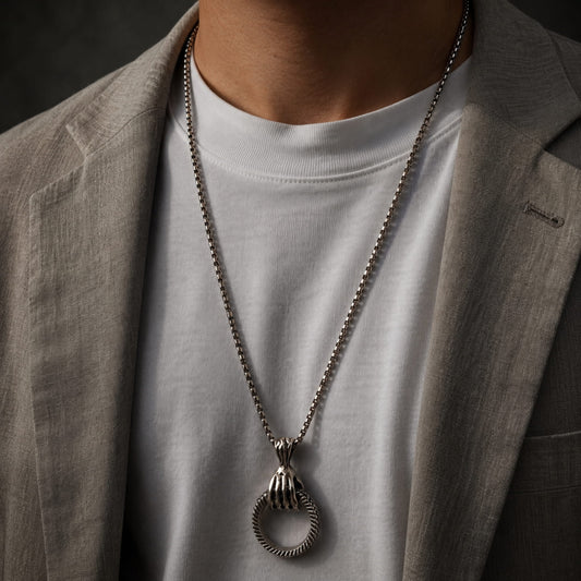 THE MEN THING SS Pendant/ Necklace CLAW HAND -  Alloy Pendant with Stainless Steel 24inch Round Box Chain, European trending Style for Men & Boys