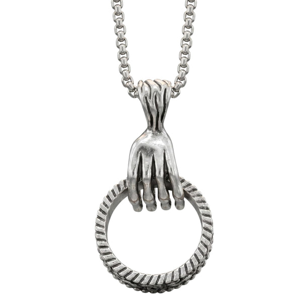 CLAW HAND -  Alloy Pendant with Stainless Steel 24inch Round Box Chain, European trending Style for Men & Boys