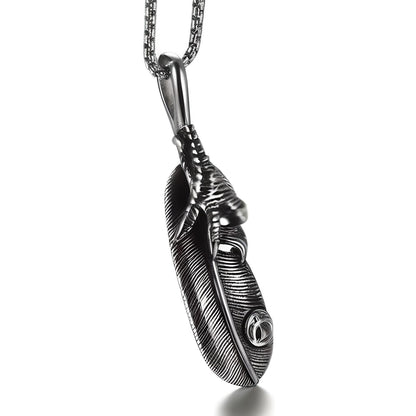 THE MEN THING SS Pendant/ Necklace CLAW LEAF - Alloy Pendant with Pure Stainless Steel 24inch Round Box Chain for Men, European trending Style