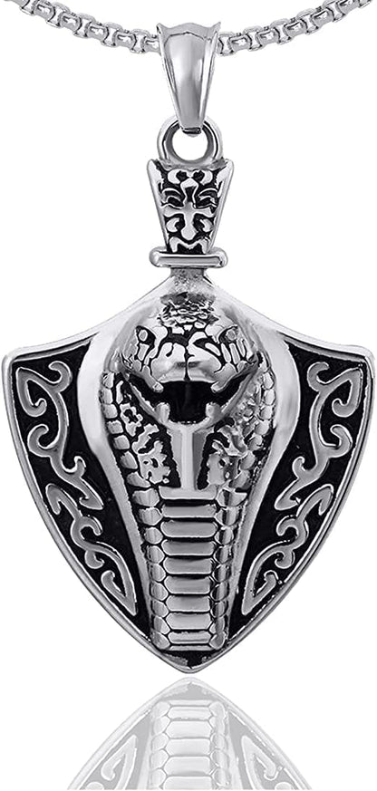 The Men Thing SS Pendant/ Necklace COBRA THE KING - Alloy Pendant with Stainless Steel 24inch Round Box Chain, European trending Style for Men & Boy