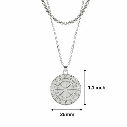 THE MEN THING SS Pendant/ Necklace COIN COMPASS - 25mm Titanium Steel Pendant with 20 to 22inch Adjustable 4mm Chain for Men & Boys