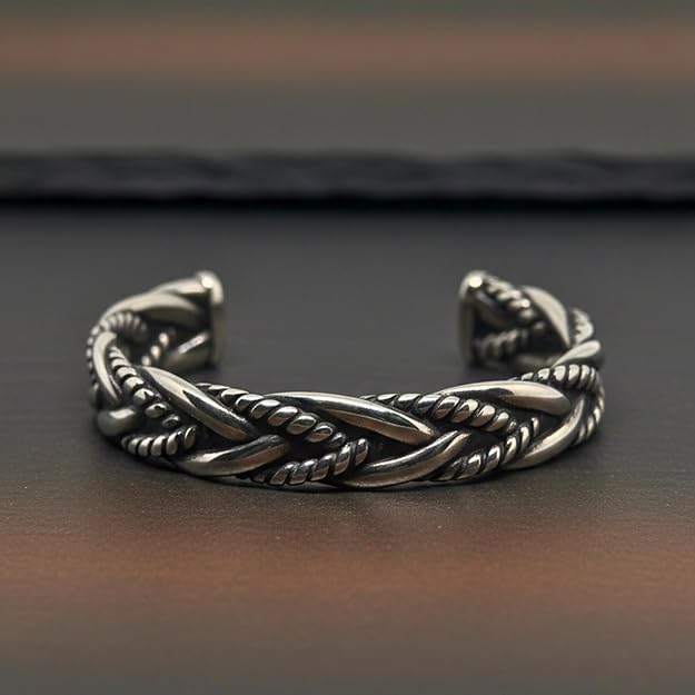 THE MEN THING SS Pendant/ Necklace Combo Cobra Cross Pendant × Twisted Texture Bangle Bracelet| Bold Style Set for Men