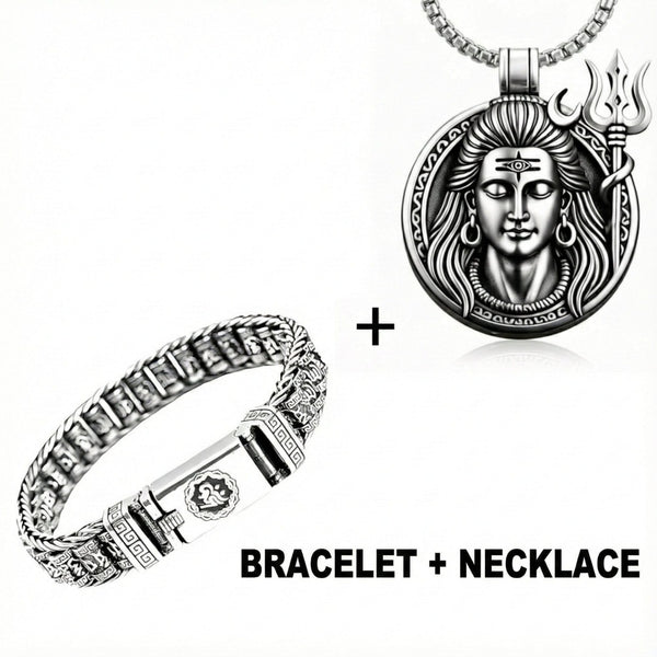 COMBO — Shiva Soul Necklace × Mantra Link Bracelet | Spiritual Steel Duo