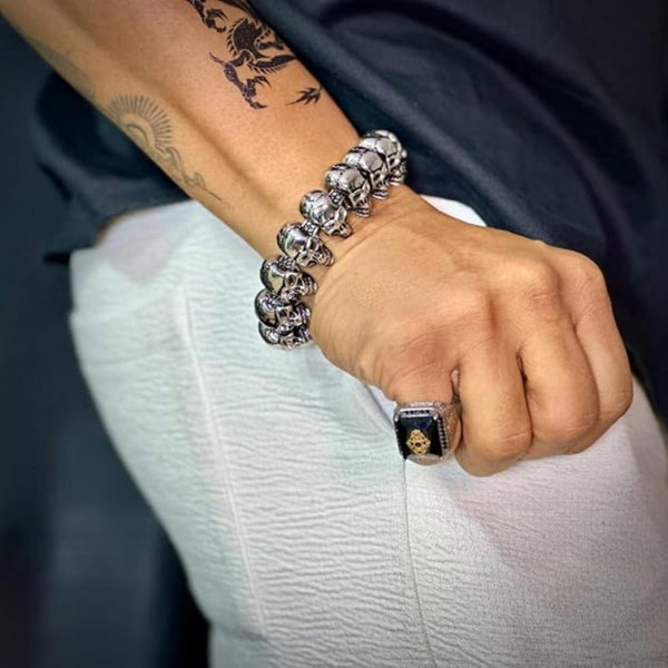 COMBO — Skull King Pendant × Ghost Head Bracelet | Heavy Titanium Steel Style Set