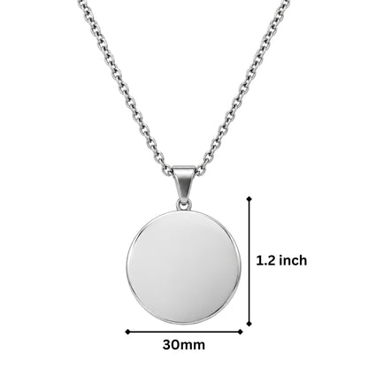 THE MEN THING SS Pendant/ Necklace COSMIC CIRCLE - 30mm Pure Titanium Steel Pendant with 3mm Chain for Men & Boys (24 to 26 inch Adjustable Cable Chain)