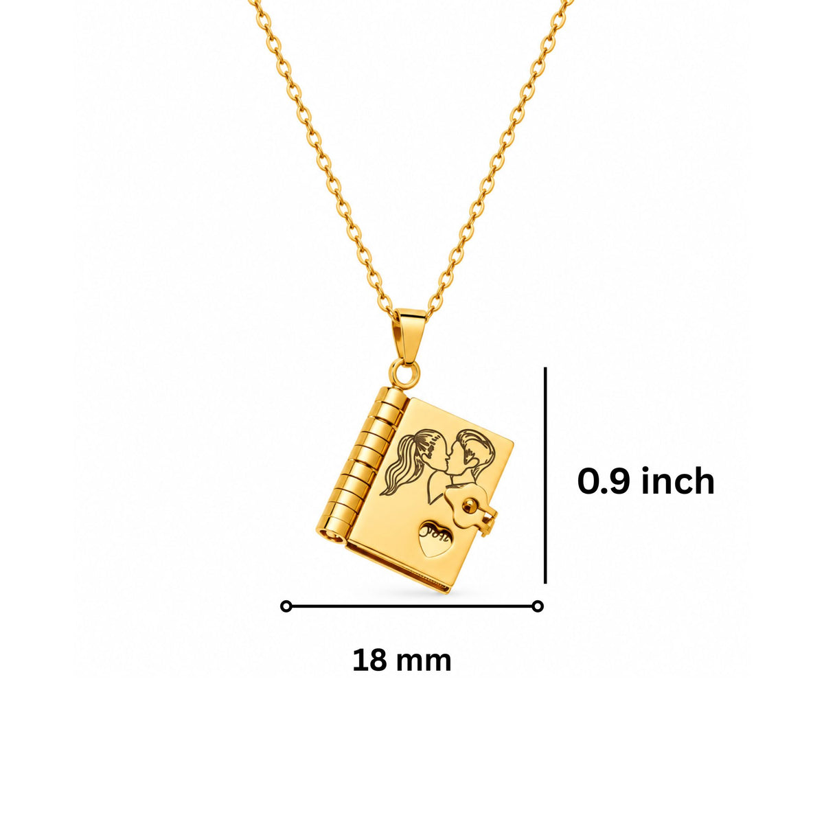 THE MEN THING SS Pendant/ Necklace COUPLE DIARY - 18mm Pure Titanium Steel Pendant with 3mm Chain for Men & Boys (17 to 19 inch Adjustable Cable Chain)