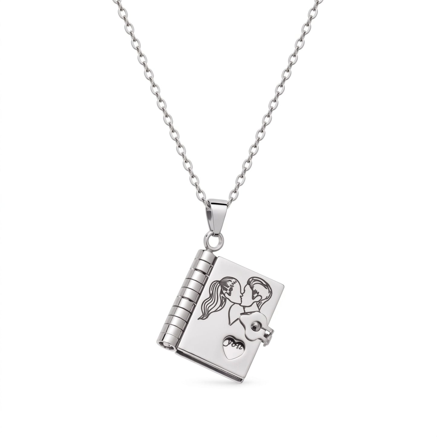 THE MEN THING SS Pendant/ Necklace COUPLE DIARY - STEEL - 18mm Pure Titanium Steel Pendant with 3mm Chain for Men & Boys (17 to 19 inch Adjustable Cable Chain)