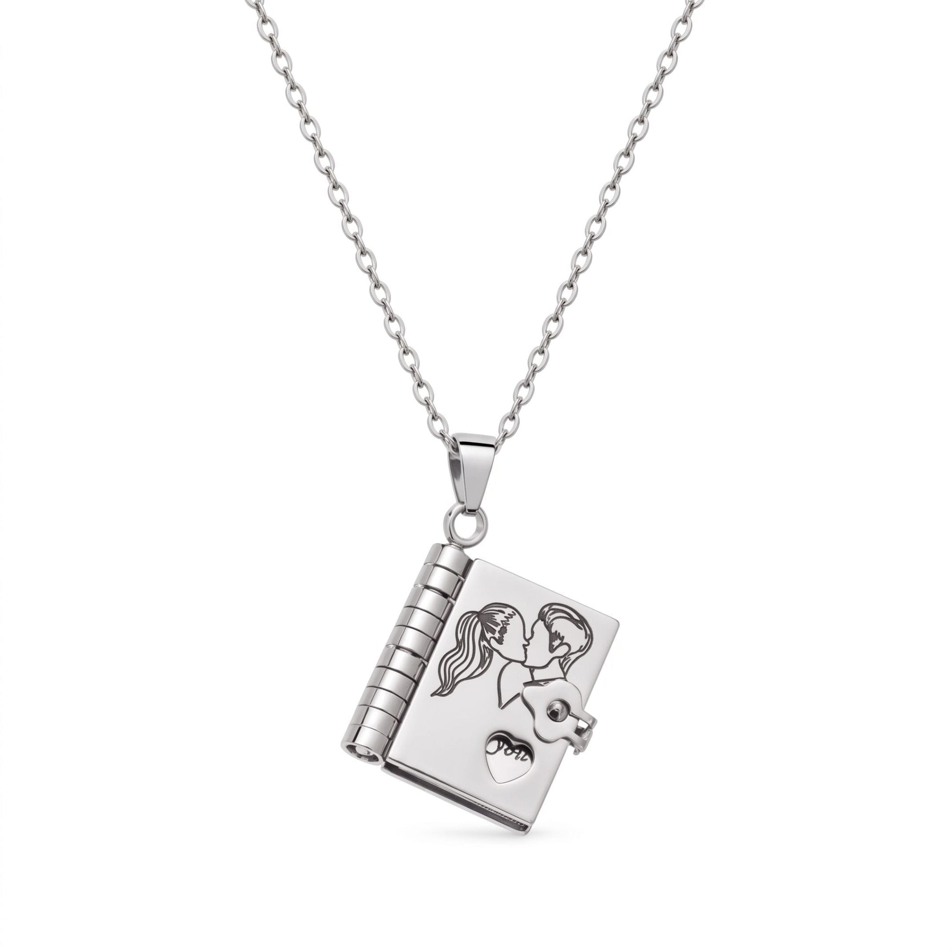 THE MEN THING SS Pendant/ Necklace COUPLE DIARY - STEEL - 18mm Pure Titanium Steel Pendant with 3mm Chain for Men & Boys (17 to 19 inch Adjustable Cable Chain)