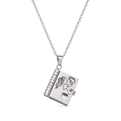 THE MEN THING SS Pendant/ Necklace COUPLE DIARY - STEEL - 18mm Pure Titanium Steel Pendant with 3mm Chain for Men & Boys (17 to 19 inch Adjustable Cable Chain)