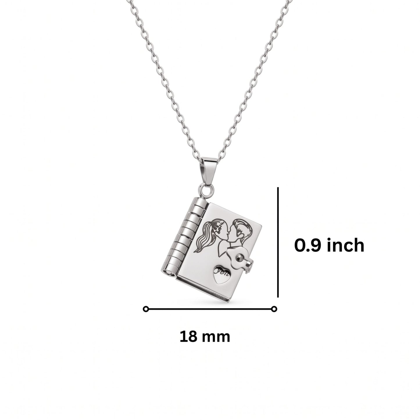 THE MEN THING SS Pendant/ Necklace COUPLE DIARY - STEEL - 18mm Pure Titanium Steel Pendant with 3mm Chain for Men & Boys (17 to 19 inch Adjustable Cable Chain)