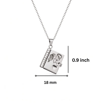 THE MEN THING SS Pendant/ Necklace COUPLE DIARY - STEEL - 18mm Pure Titanium Steel Pendant with 3mm Chain for Men & Boys (17 to 19 inch Adjustable Cable Chain)