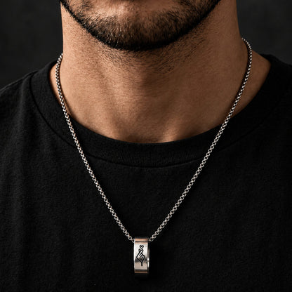THE MEN THING SS Pendant/ Necklace COUPLE FINGER HEART - Titanium Steel Pendant with 24inch Round Box Chain for Men & Boys