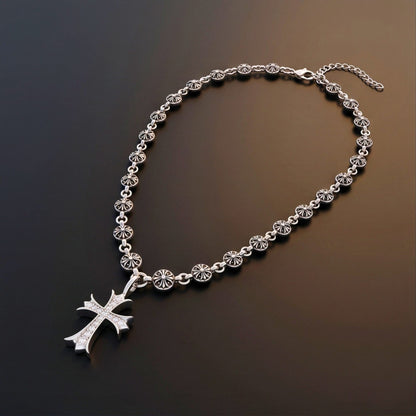 THE MEN THING SS Pendant/ Necklace CROSS BLOOM - 20mm Titanium Steel Pendant with 18inch to 20inch Adjustable Cable Chain for Men & Boys