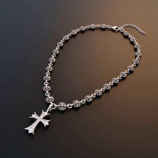 CROSS BLOOM - 20mm Titanium Steel Pendant with 18inch to 20inch Adjustable Cable Chain for Men & Boys