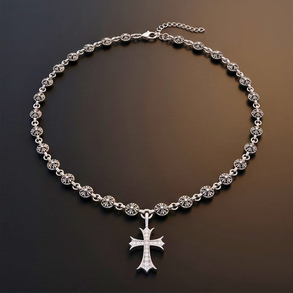 CROSS BLOOM - 20mm Titanium Steel Pendant with 18inch to 20inch Adjustable Cable Chain for Men & Boys