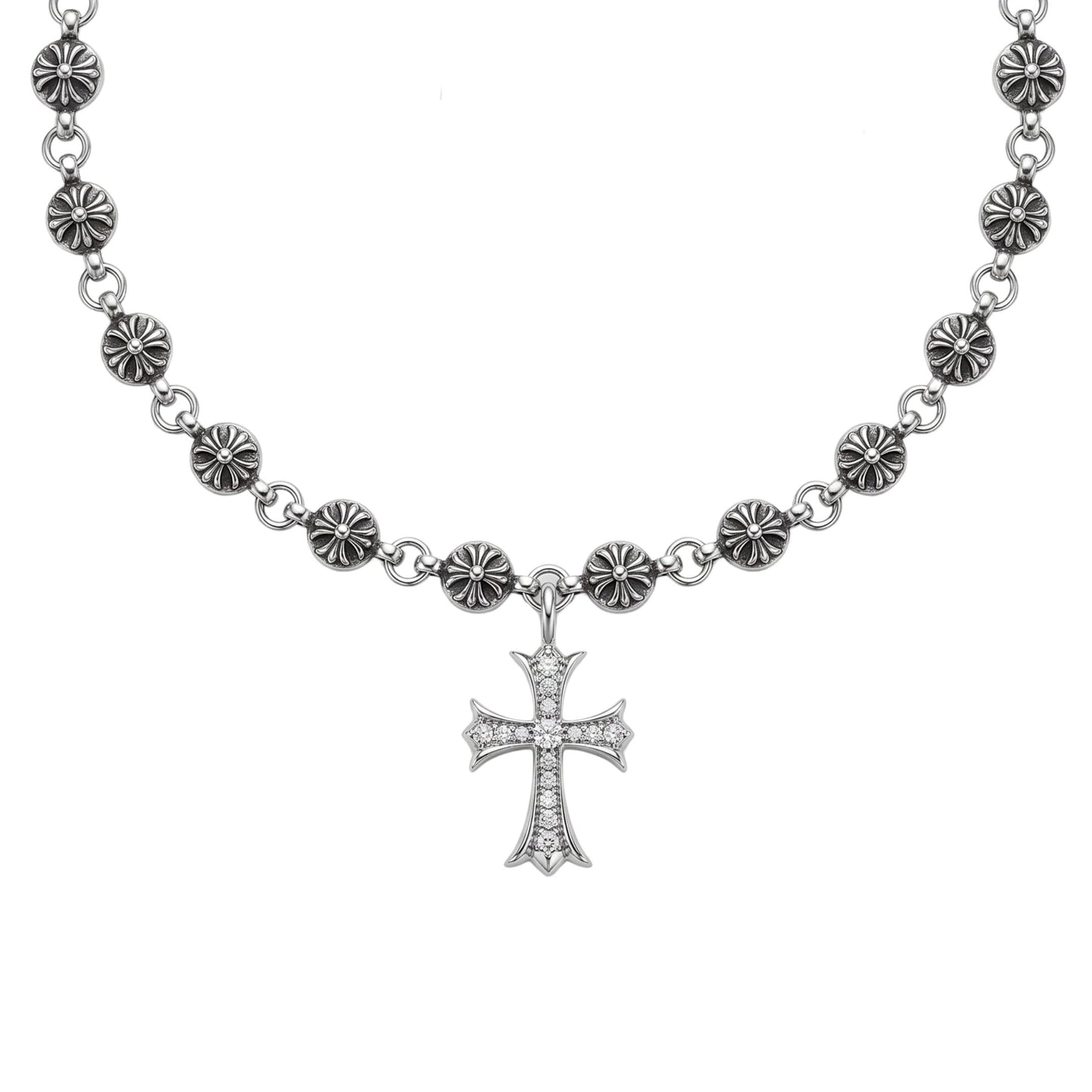 THE MEN THING SS Pendant/ Necklace CROSS BLOOM - 20mm Titanium Steel Pendant with 18inch to 20inch Adjustable Cable Chain for Men & Boys