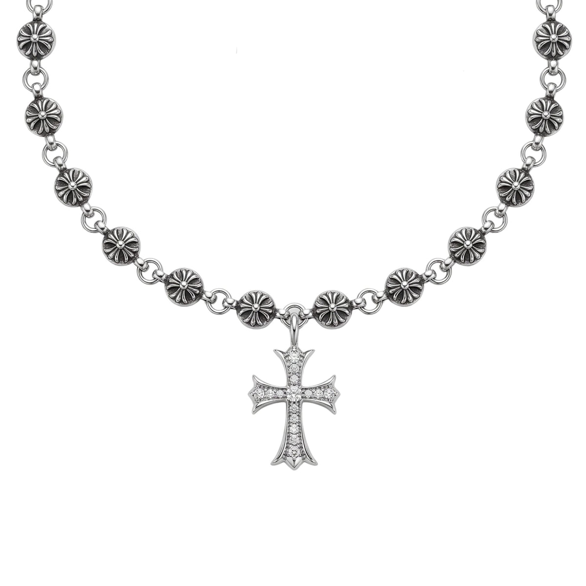 THE MEN THING SS Pendant/ Necklace CROSS BLOOM - 20mm Titanium Steel Pendant with 18inch to 20inch Adjustable Cable Chain for Men & Boys