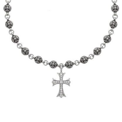 THE MEN THING SS Pendant/ Necklace CROSS BLOOM - 20mm Titanium Steel Pendant with 18inch to 20inch Adjustable Cable Chain for Men & Boys
