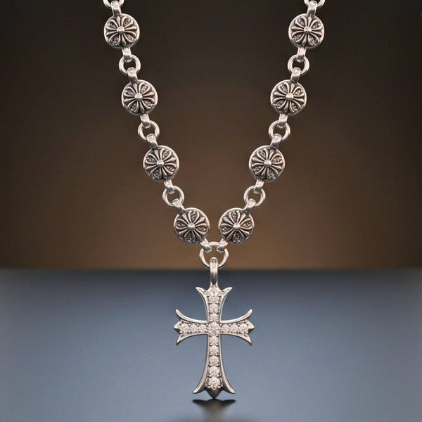 CROSS BLOOM - 20mm Titanium Steel Pendant with 18inch to 20inch Adjustable Cable Chain for Men & Boys