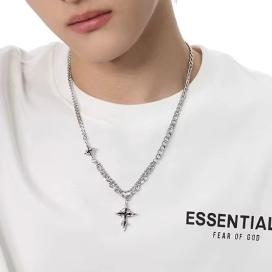 THE MEN THING SS Pendant/ Necklace CROSS ELITE - 20mm Titanium Steel Pendant with 19 to 21inch Adjustable Cable 6mm Chain for Men & Boys