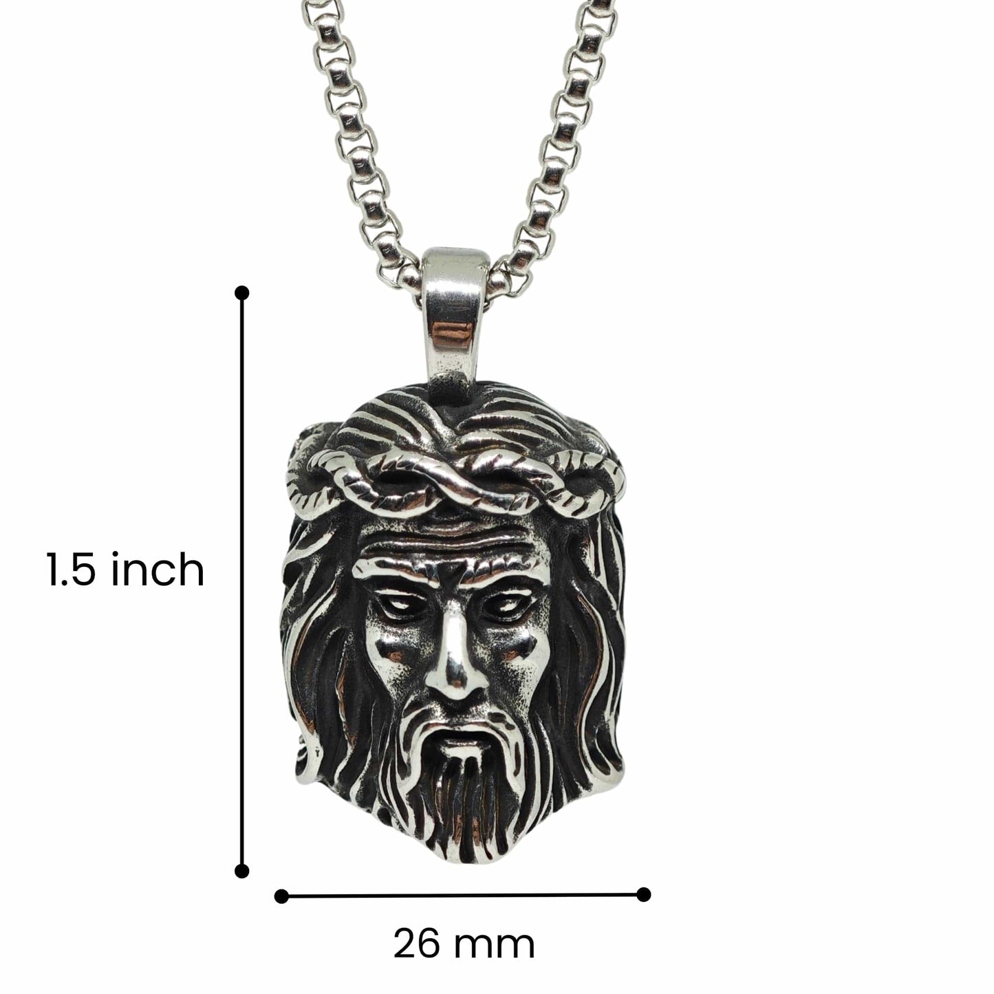 THE MEN THING SS Pendant/ Necklace CROWN OF FAITH - 26mm Titanium Steel Pendant with 24inch Round Box 5mm Chain for Men & Boys