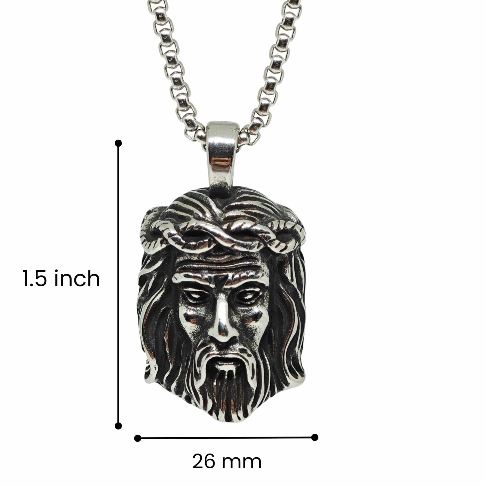 THE MEN THING SS Pendant/ Necklace CROWN OF FAITH - 26mm Titanium Steel Pendant with 24inch Round Box 5mm Chain for Men & Boys