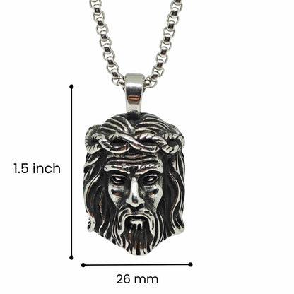 THE MEN THING SS Pendant/ Necklace CROWN OF FAITH - 26mm Titanium Steel Pendant with 24inch Round Box 5mm Chain for Men & Boys
