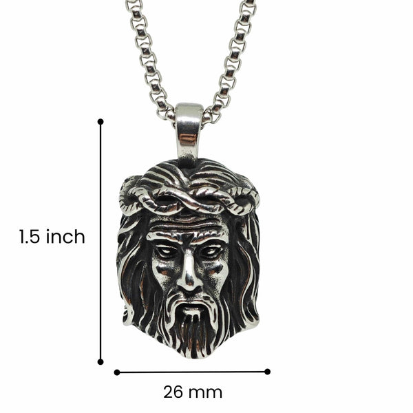 CROWN OF FAITH - 26mm Titanium Steel Pendant with 24inch Round Box 5mm Chain for Men & Boys