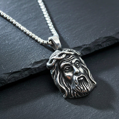 THE MEN THING SS Pendant/ Necklace CROWN OF FAITH - 26mm Titanium Steel Pendant with 24inch Round Box 5mm Chain for Men & Boys