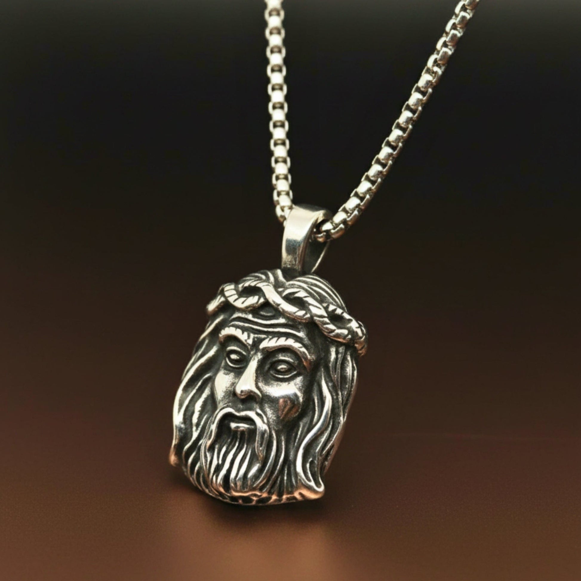 THE MEN THING SS Pendant/ Necklace CROWN OF FAITH - 26mm Titanium Steel Pendant with 24inch Round Box 5mm Chain for Men & Boys