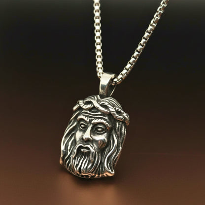 THE MEN THING SS Pendant/ Necklace CROWN OF FAITH - 26mm Titanium Steel Pendant with 24inch Round Box 5mm Chain for Men & Boys