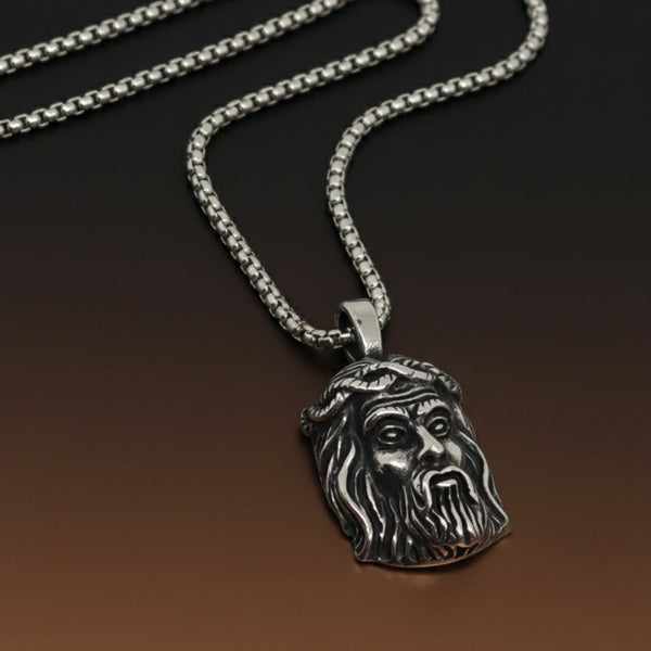 CROWN OF FAITH - 26mm Titanium Steel Pendant with 24inch Round Box 5mm Chain for Men & Boys