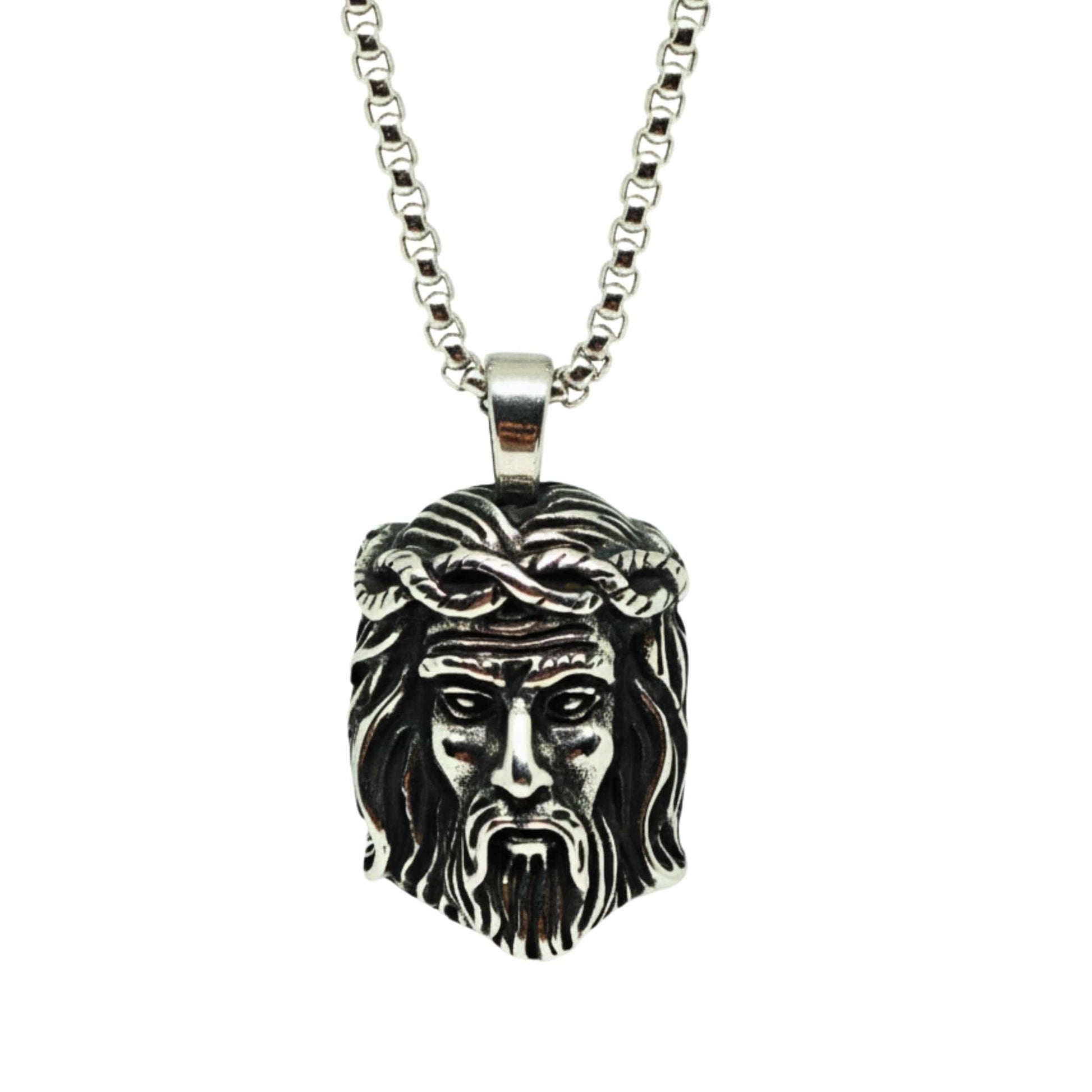THE MEN THING SS Pendant/ Necklace CROWN OF FAITH - 26mm Titanium Steel Pendant with 24inch Round Box 5mm Chain for Men & Boys