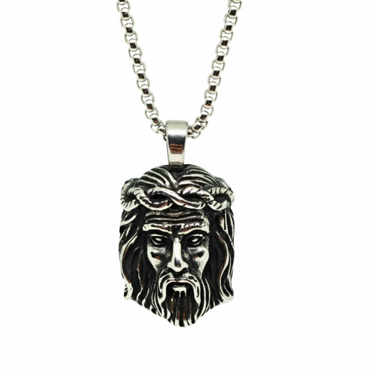 THE MEN THING SS Pendant/ Necklace CROWN OF FAITH - 26mm Titanium Steel Pendant with 24inch Round Box 5mm Chain for Men & Boys