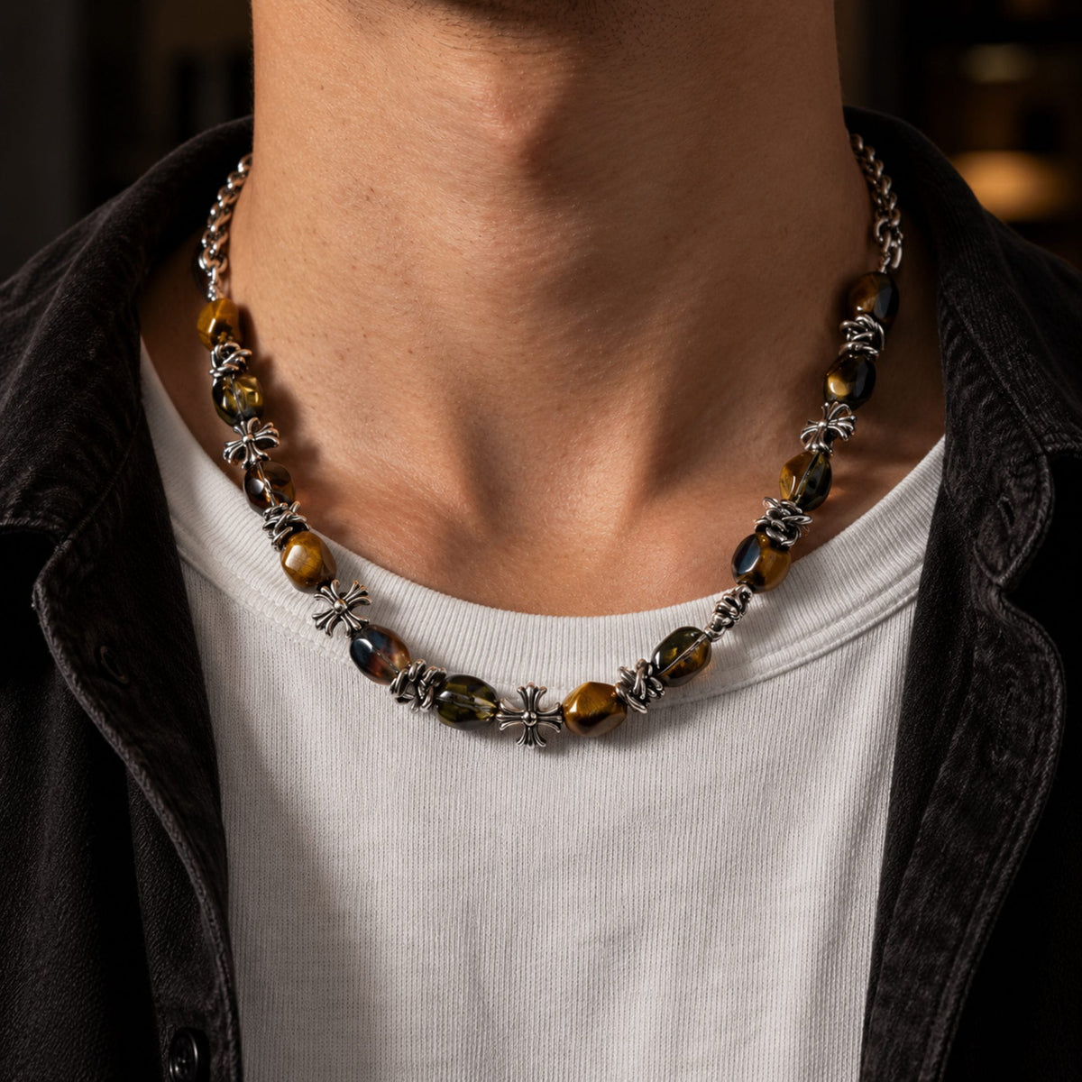 THE MEN THING SS Pendant/ Necklace CROZEL - 12mm Pure Stainless Steel Necklace with 19 to 21inch Adjustable Cable Chain for Men & Boys
