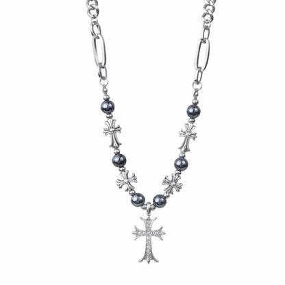 THE MEN THING SS Pendant/ Necklace CRUX BEADLINE - 20mm Pure Titanium Steel Pendant with 21 to 22inch Adjustable Cube 9mm Chain for Men & Boys