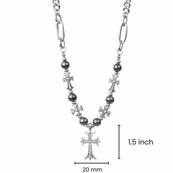 CRUX BEADLINE - 20mm Pure Titanium Steel Pendant with 21 to 22inch Adjustable Cube 9mm Chain for Men & Boys