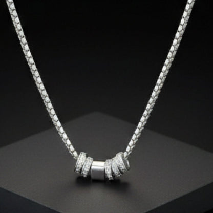 THE MEN THING SS Pendant/ Necklace CRYSTAL RING BAR - Pure Titanium Steel Pendant with 16 to18 inch Adjustable Round Box 4mm Chain for Men & Boys