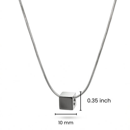 THE MEN THING SS Pendant/ Necklace CUBIX CORE - 10mm Titanium Steel Pendant with 20 to 22inch Adjustable Snake 2mm Chain for Men & Boys