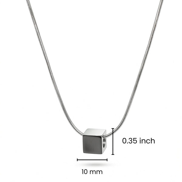 CUBIX CORE - 10mm Titanium Steel Pendant with 20 to 22inch Adjustable Snake 2mm Chain for Men & Boys
