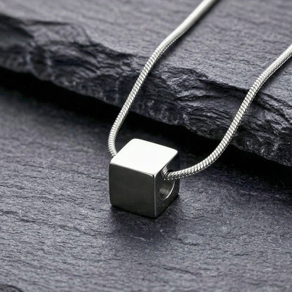 THE MEN THING SS Pendant/ Necklace CUBIX CORE - 10mm Titanium Steel Pendant with 20 to 22inch Adjustable Snake 2mm Chain for Men & Boys