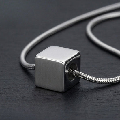 THE MEN THING SS Pendant/ Necklace CUBIX CORE - 10mm Titanium Steel Pendant with 20 to 22inch Adjustable Snake 2mm Chain for Men & Boys