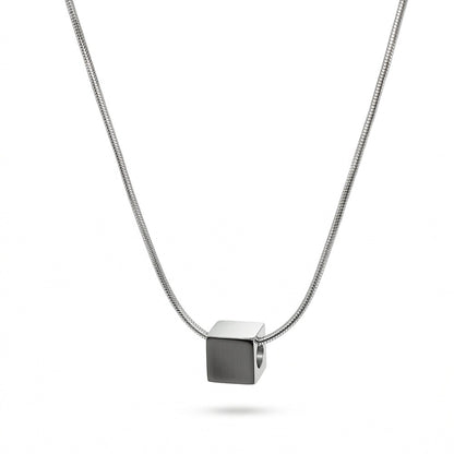 THE MEN THING SS Pendant/ Necklace CUBIX CORE - 10mm Titanium Steel Pendant with 20 to 22inch Adjustable Snake 2mm Chain for Men & Boys