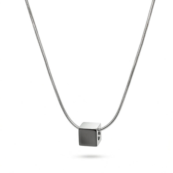 CUBIX CORE - 10mm Titanium Steel Pendant with 20 to 22inch Adjustable Snake 2mm Chain for Men & Boys