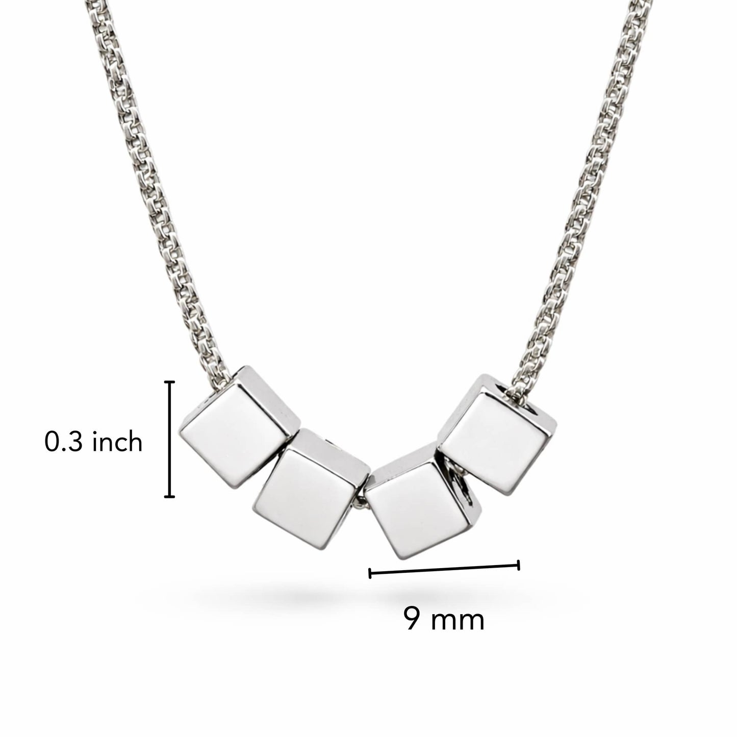 THE MEN THING SS Pendant/ Necklace CUBIXA - 9mm Titanium Steel Pendant with 23inch 4mm Round Box Chain for Men & Boys