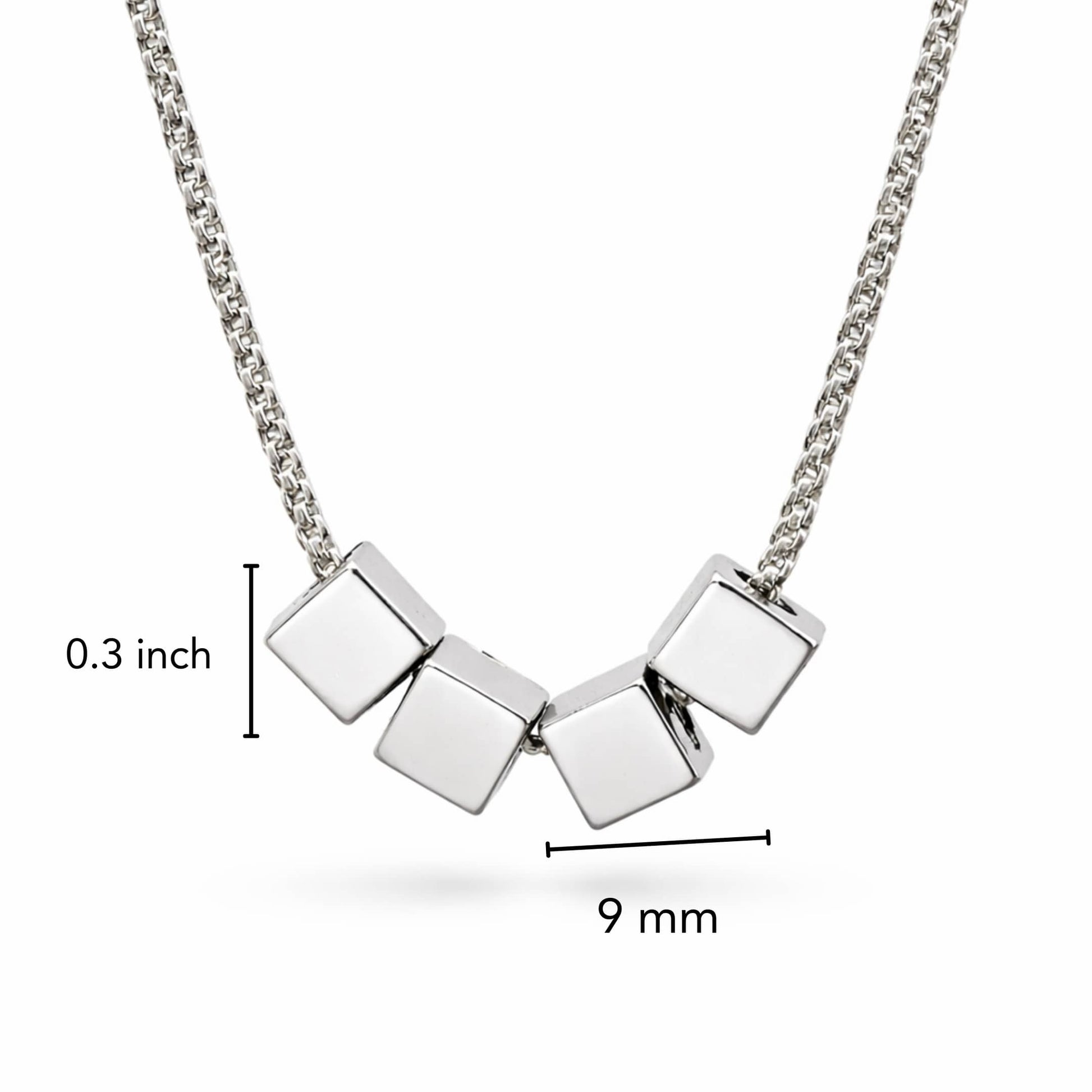 THE MEN THING SS Pendant/ Necklace CUBIXA - 9mm Titanium Steel Pendant with 23inch 4mm Round Box Chain for Men & Boys