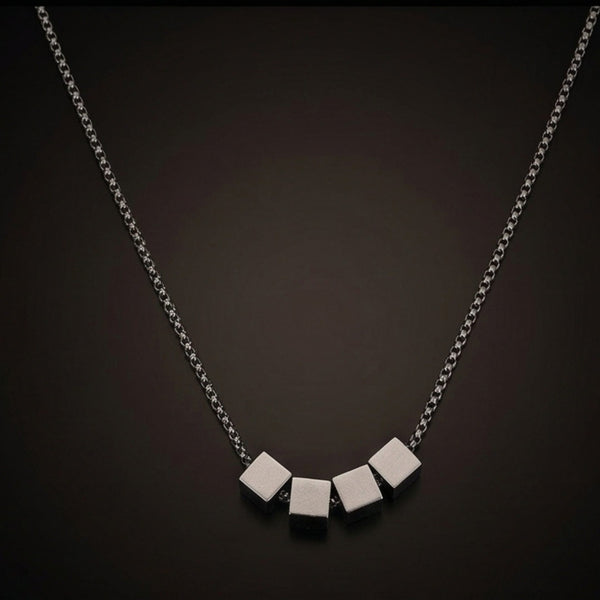 CUBIXA - 9mm Titanium Steel Pendant with 23inch 4mm Round Box Chain for Men & Boys