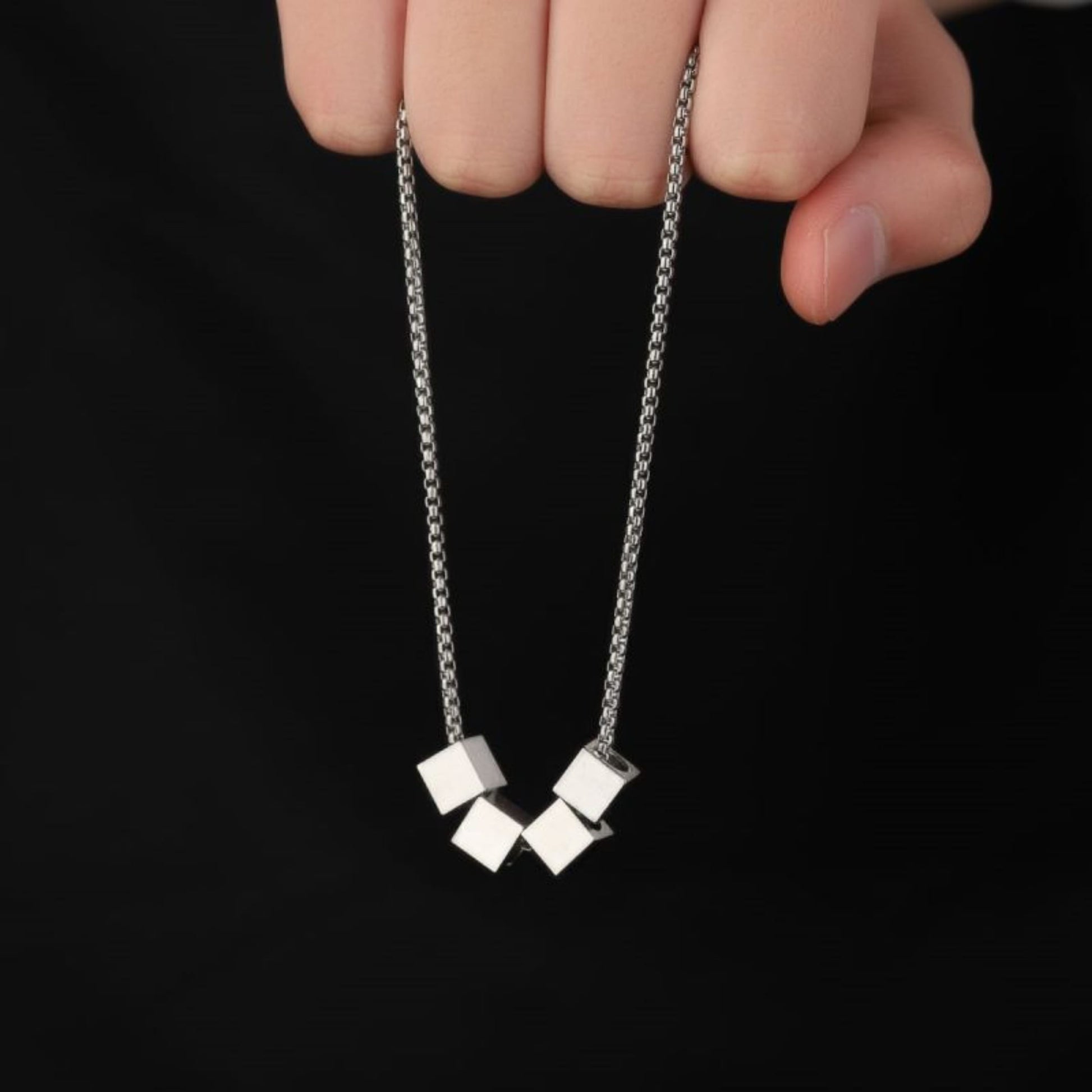 THE MEN THING SS Pendant/ Necklace CUBIXA - 9mm Titanium Steel Pendant with 23inch 4mm Round Box Chain for Men & Boys