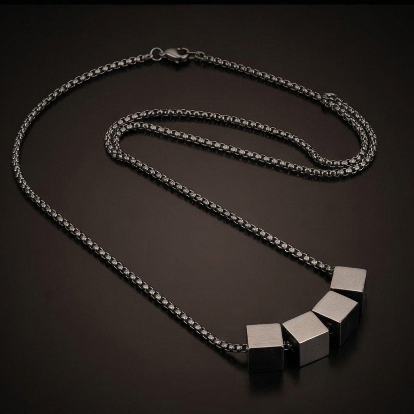 THE MEN THING SS Pendant/ Necklace CUBIXA - 9mm Titanium Steel Pendant with 23inch 4mm Round Box Chain for Men & Boys
